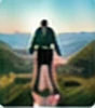 Hiker standing on a mountain trail