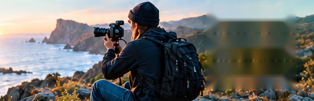 Creator filming a coastal sunrise with a NIXTRONIC camera