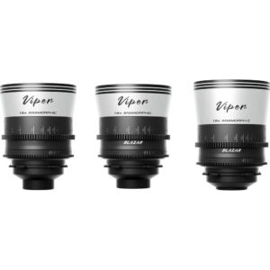 BLAZAR LENS Viper T2.1 Full-Frame 1.5x Anamorphic 3-Lens Set (ARRI PL, Blue Flares)