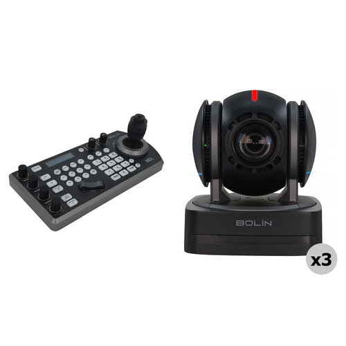 Bolin Technology B2-220 USB/IP/HDMI/3G-SDI PTZ 3-Camera Kit with IP Controller (Black) view 3