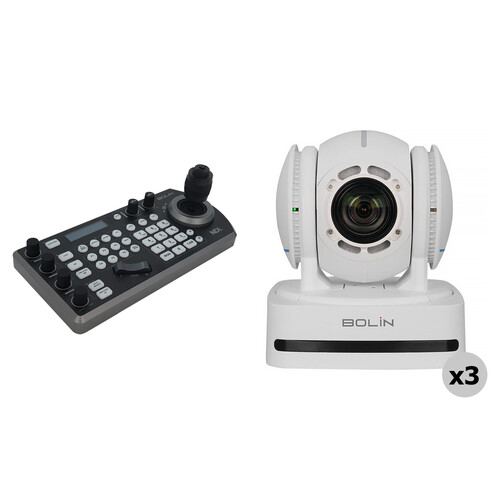 Bolin Technology B2-220 USB/IP/HDMI/3G-SDI PTZ 3-Camera Kit with IP Controller (White) view 3