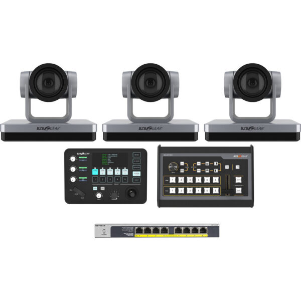 BZBGEAR 3 x 30x PTZ Camera Broadcast Kit with 6-Channel Mixer, 8-Port Switch & Controller (Silver) view 5