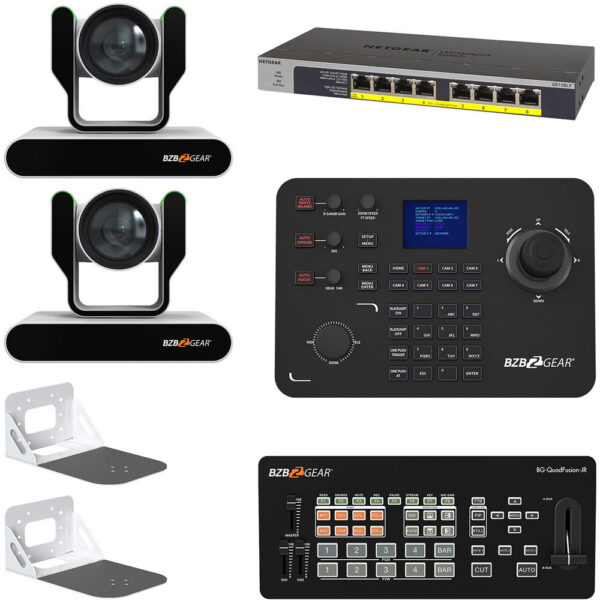 BZBGEAR ADAMO HD Live Streaming Kit with Two 12x Cameras, Controller, Switches & Wall Mount (White) view 6