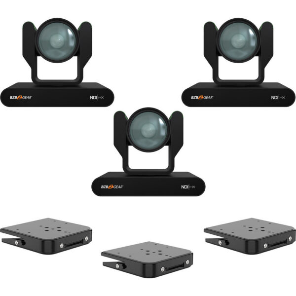 BZBGEAR Adamo NDI v Mix Streaming Kit with 3x ADAMO-4KND12X Black Cameras (Ceiling Mounts)