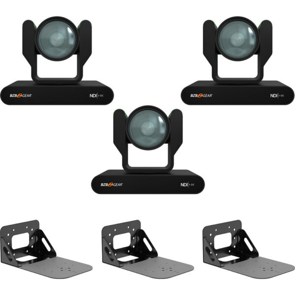 BZBGEAR Adamo NDI v Mix Streaming Kit with 3x ADAMO-4KND12X Black Cameras (Wall Mounts)