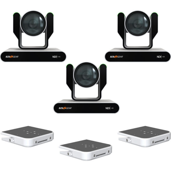 BZBGEAR Adamo NDI v Mix Streaming Kit with 3x ADAMO-4KND12X White Cameras (Ceiling Mounts)