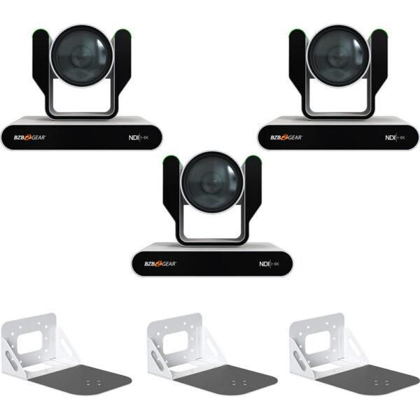 BZBGEAR Adamo NDI v Mix Streaming Kit with 3x ADAMO-4KND12X White Cameras (Wall Mounts)