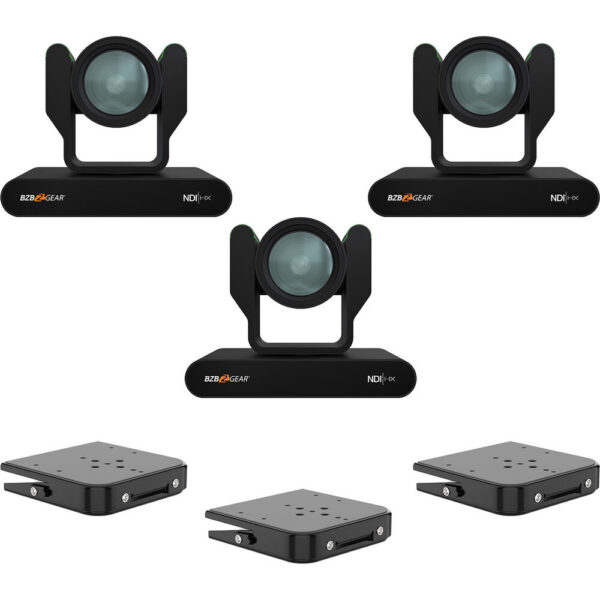 BZBGEAR Adamo NDI v Mix Streaming Kit with 3x ADAMO-4KND25X Black Cameras (Ceiling Mounts)