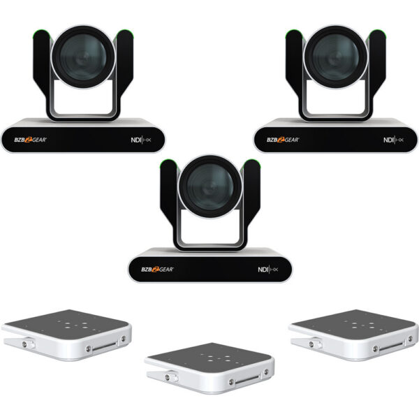 BZBGEAR Adamo NDI v Mix Streaming Kit with 3x ADAMO-4KND25X White Cameras (Ceiling Mounts)