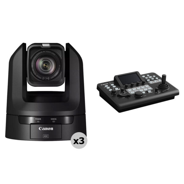 Canon CR-N300 4K NDI HX2 PTZ 3-Camera Kit with RC-IP300 Controller (Satin Black) view 3
