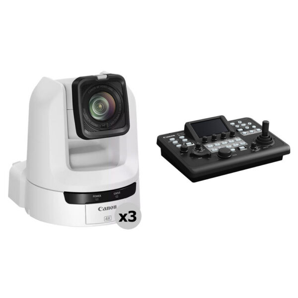 Canon CR-N300 4K NDI PTZ 3-Camera Kit with RC-IP300 Controller (Titanium White) view 3