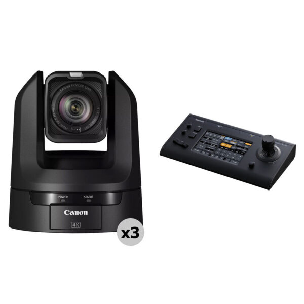 Canon CR-N300 4K PTZ 3-Camera Kit with RC-IP100 Controller (Satin Black) view 3