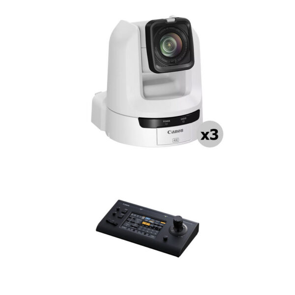Canon CR-N300 4K PTZ 3-Camera Kit with RC-IP100 Controller (Titanium White) view 3