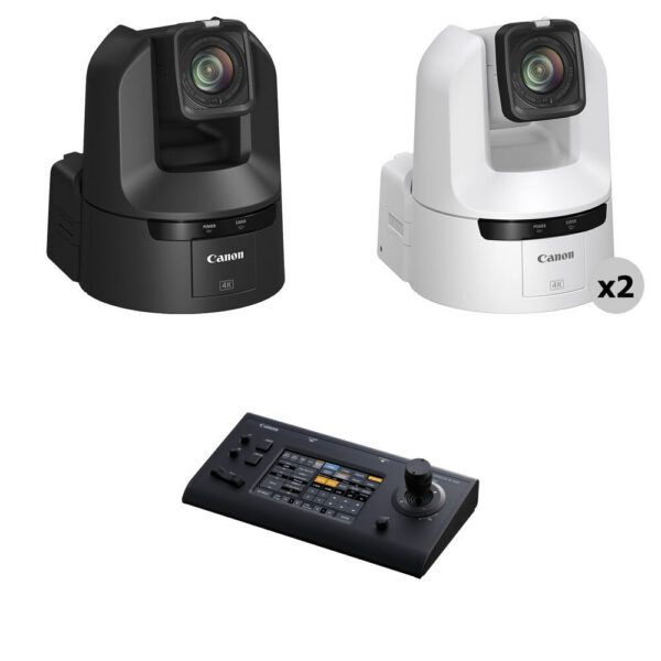 Canon CR-N350 4K 3G-SDI NDI 20x Zoom PTZ 3-Camera Kit with Touchscreen Controller (1x Black, 2x White) view 4