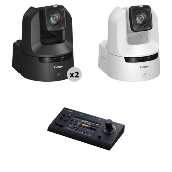 Canon CR-N350 4K 3G-SDI NDI 20x Zoom PTZ 3-Camera Kit with Touchscreen Controller (2x Black, 1x White) view 4