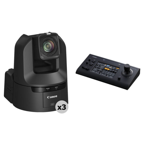 Canon CR-N350 4K NDI PTZ 3-Camera Kit with RC-IP100 Controller (Satin Black) view 3