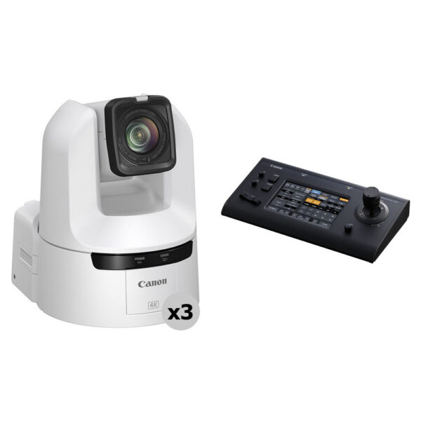 Canon CR-N350 4K NDI PTZ 3-Camera Kit with RC-IP100 Controller (Titanium White) view 3
