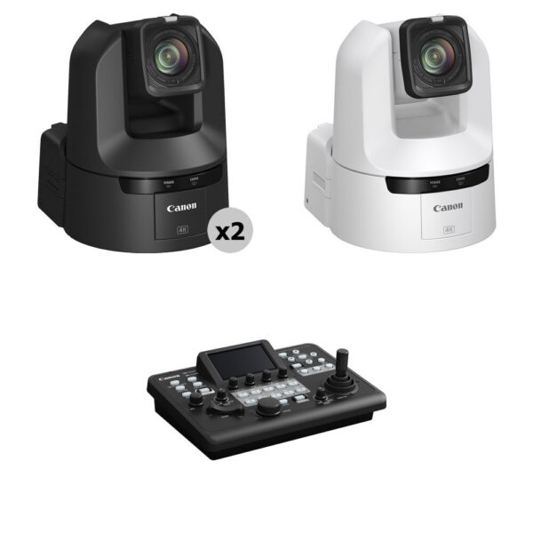 Canon CR-N350 4K NDI PTZ 3-Camera Kit with RC-IP300 Controller (2 Black, 1 White) view 4