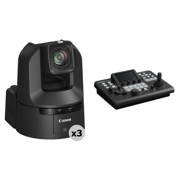 Canon CR-N350 4K NDI PTZ 3-Camera Kit with RC-IP300 Controller (Satin Black) view 3