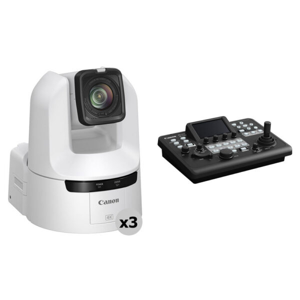 Canon CR-N350 4K NDI PTZ 3-Camera Kit with RC-IP300 Controller (Titanium White) view 3