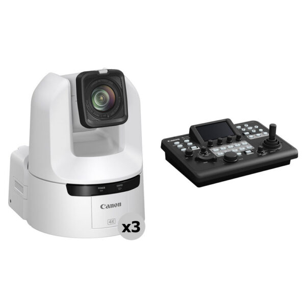 Canon CR-N400 4K 12G-SDI NDI 20x Zoom PTZ 3-Camera Kit with Touchscreen Controller (Titanium White) view 3