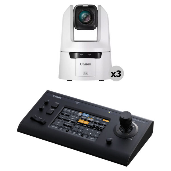 Canon CR-N500 4K NDI 15x Zoom PTZ 3-Camera Kit with Touchscreen Controller (Titanium White) view 3
