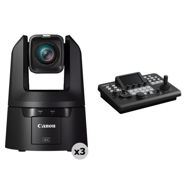 Canon CR-N500 4K NDI HX2 PTZ 3-Camera Kit with RC-IP300 Controller (Black) view 3