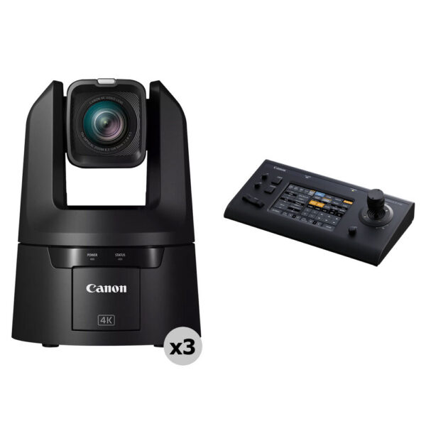 Canon CR-N500 4K NDI PTZ 3-Camera Kit with RC-IP100 Controller (Black) view 3