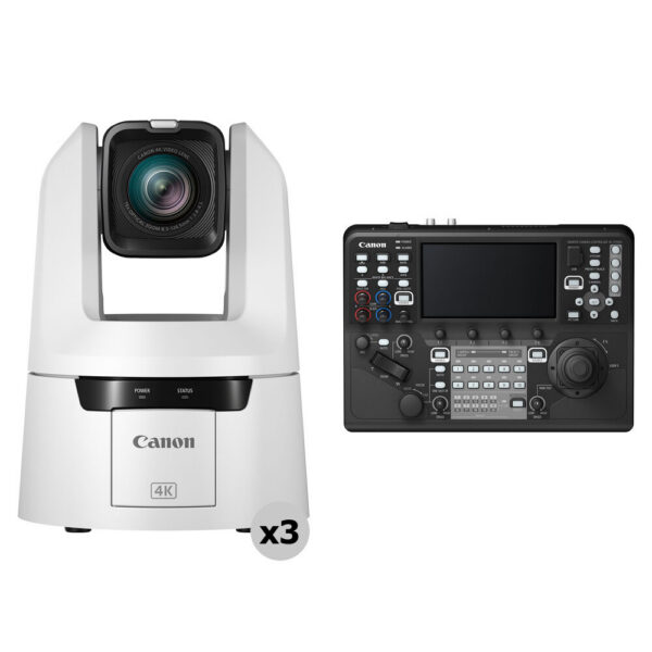 Canon CR-N700 4K 15x Zoom PTZ 3-Camera Kit with RC-IP1000 Controller (White) view 3