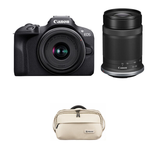 Canon EOS R100 Mirrorless Camera with 18-45mm and 55-210mm Lenses and Basic Bundle view 4