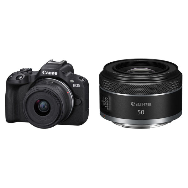 Canon EOS R50 Mirrorless Camera with 18-45mm and 50mm Lenses Kit (Black)
