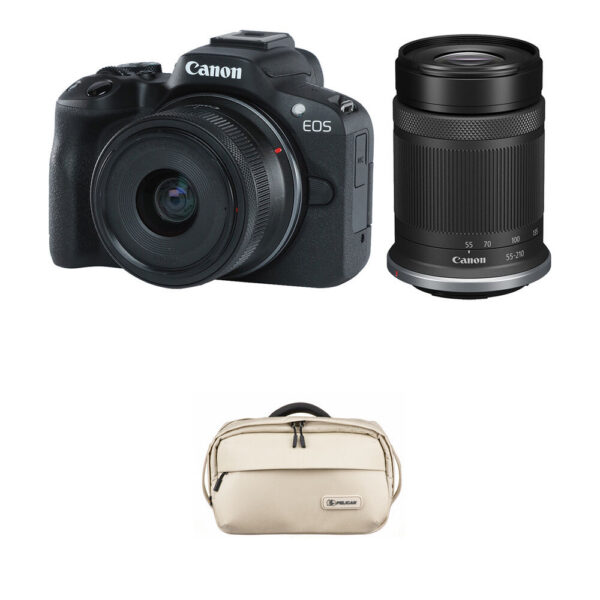 Canon EOS R50 Mirrorless Camera with 18-45mm and 55-210mm Lenses and Basic Bundle (Black) view 4