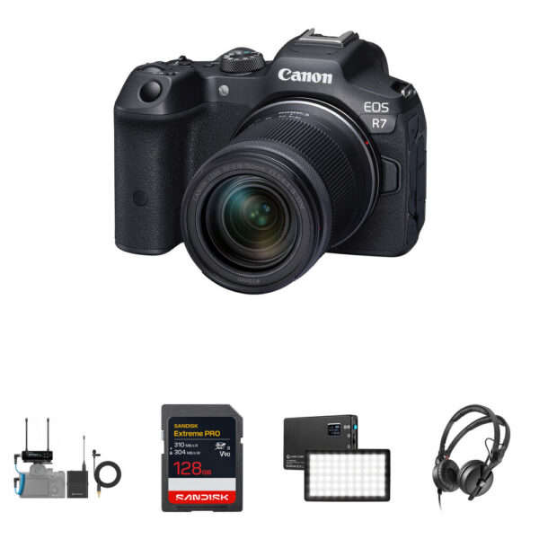 Canon EOS R7 Mirrorless Camera with 18-150mm Lens and Audio Recording Kit view 7