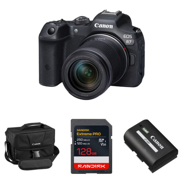 Canon EOS R7 Mirrorless Camera with 18-150mm Lens and Essentials+ Kit