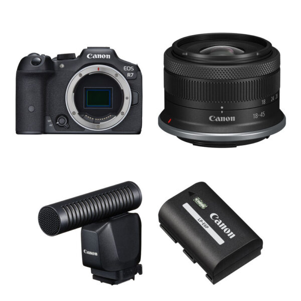 Canon EOS R7 Mirrorless Camera with 18-45mm Lens and Microphone Kit view 5