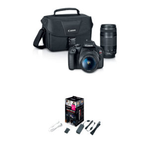 Canon EOS Rebel T7 DSLR Camera with 18-55mm, 75-300mm Lenses & Webcam Starter Kit