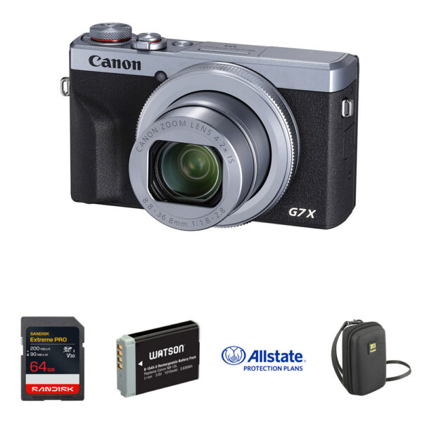 Canon Power Shot G7 X Mark III Digital Camera with Protection & Power Kit (Silver)