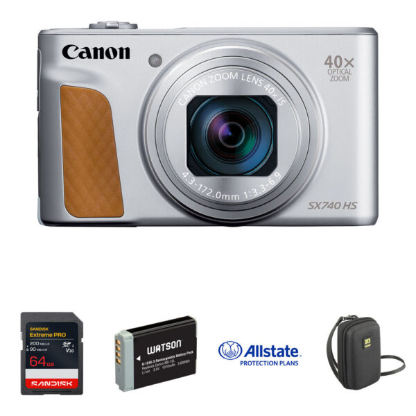Canon Power Shot SX740 HS Digital with Protection & Power Kit (Silver)