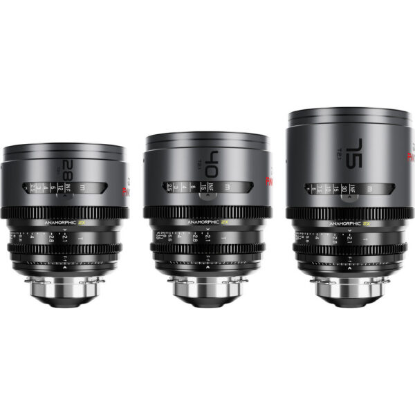 DZOFilm PAVO 2x Anamorphic 28/40/75mm T2.1 3-Lens Set (Neutral Coating, PL/EF Mount, Feet) view 4