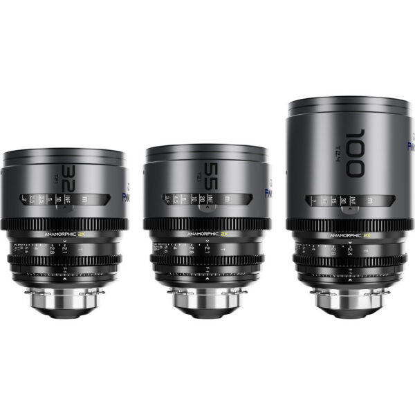 DZOFilm PAVO 2x Anamorphic 32/55 T2.1 & 100mm T2.4 3-Lens Set (Blue Coating, PL/EF Mount, Feet) view 5