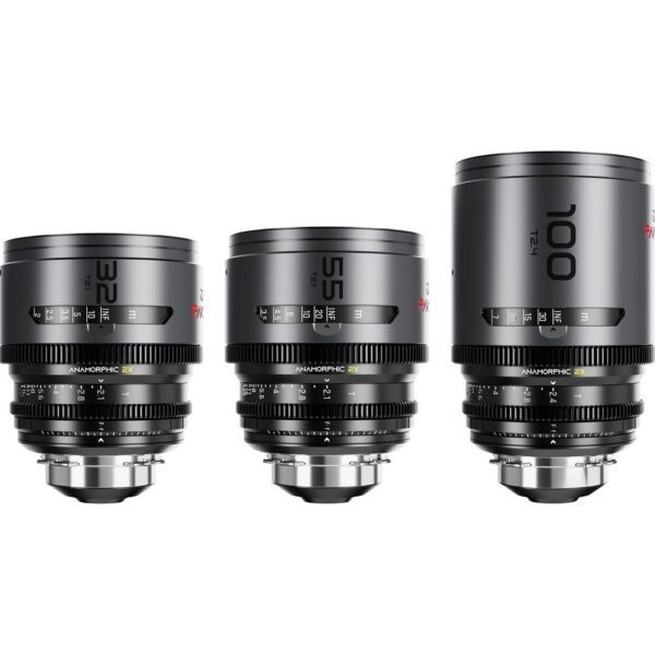 DZOFilm PAVO 2x Anamorphic 32/55 T2.1 & 100mm T2.4 3-Lens Set (Neutral Coating, PL/EF Mount, Feet) view 5