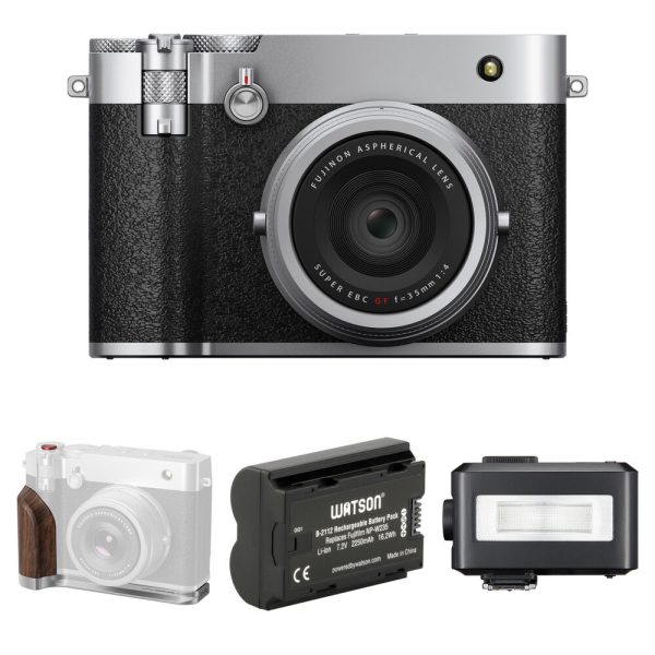 FUJIFILM GFX100RF Digital Camera with Flash & Grip Bundle (Silver)