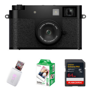 FUJIFILM X half Digital Camera with Instant Print Bundle (Black)