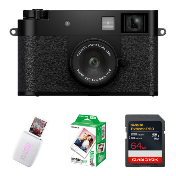 FUJIFILM X half Digital Camera with Instant Print Bundle (Black)