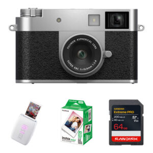 FUJIFILM X half Digital Camera with Instant Print Bundle (Silver)