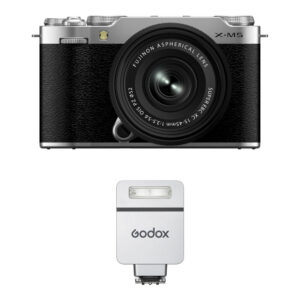 FUJIFILM X-M5 Mirrorless Camera with 15-45mm f/3.5-5.6 Lens and Godox iT22 Mini Flash Kit (Silver)