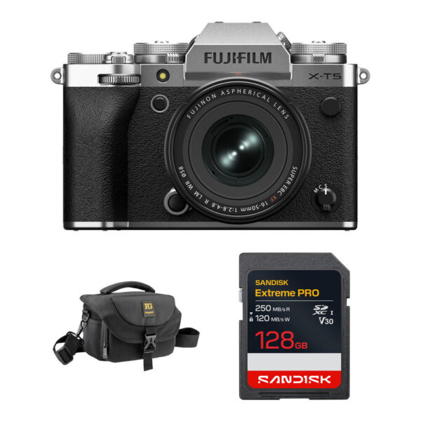 FUJIFILM X-T5 Mirrorless Camera with 16-50mm f/2.8-4.8 Lens and Basic Bundle (Silver) view 6