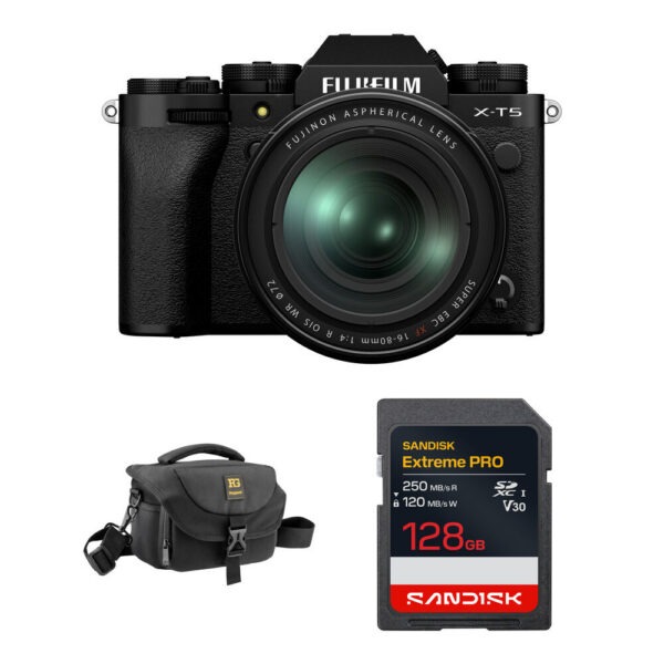 FUJIFILM X-T5 Mirrorless Camera with 16-80mm f/4 Lens and Basic Bundle (Black) view 6