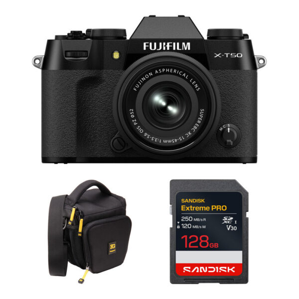 FUJIFILM X-T50 Mirrorless Camera with 15-45mm f/3.5-5.6 Lens and Basic Bundle (Black) view 6