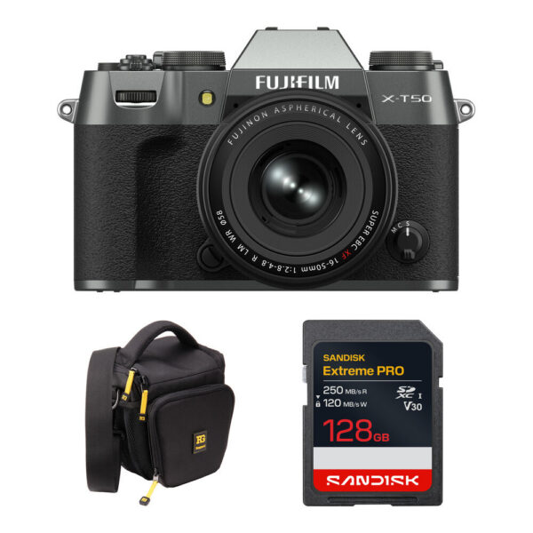 FUJIFILM X-T50 Mirrorless Camera with 16-50mm f/2.8-4.8 Lens and Basic Bundle (Charcoal Silver) view 6